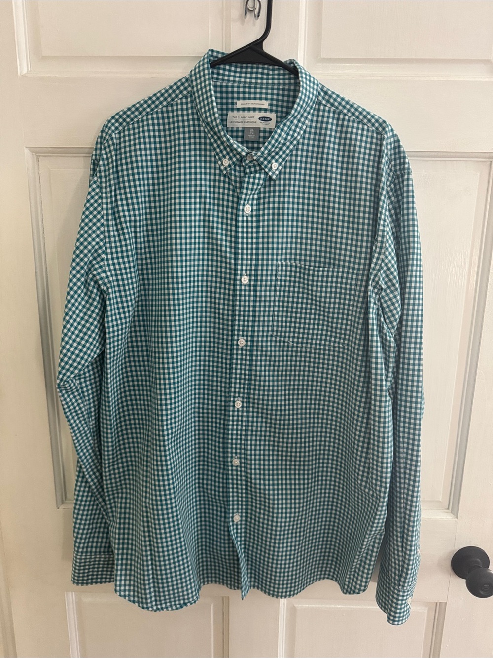 Old Navy Button-Down Gingham Shirt - Green/White (XL)